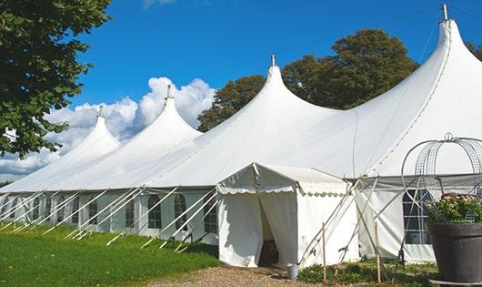 high-quality portable toilets stationed at a wedding, meeting the needs of guests throughout the outdoor reception in Mountain House, CA